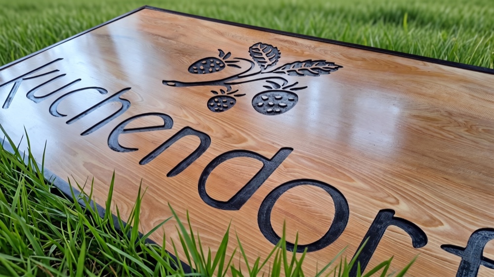 Logo tallado en madera